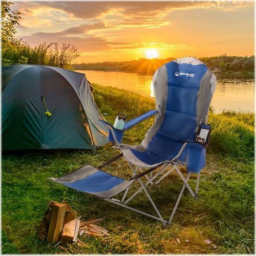 Blue Camp Chair with Footrest L721
