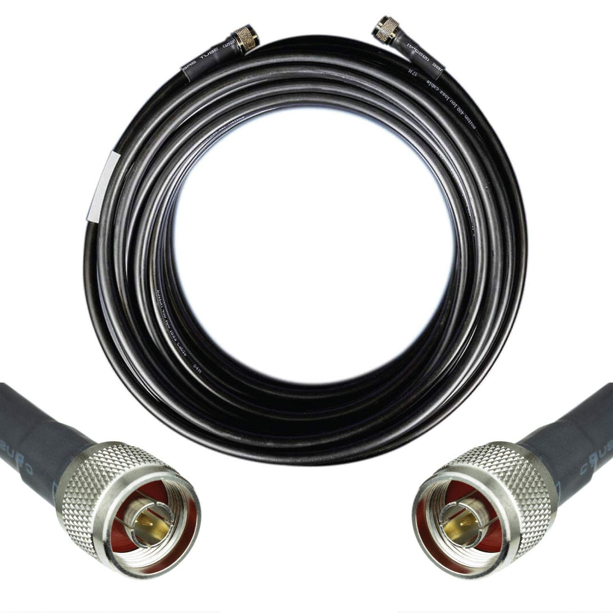 Heavy Duty Ultra Low Loss 50ohm Coaxial Cable 100ft Black N Male to N Male Q4120