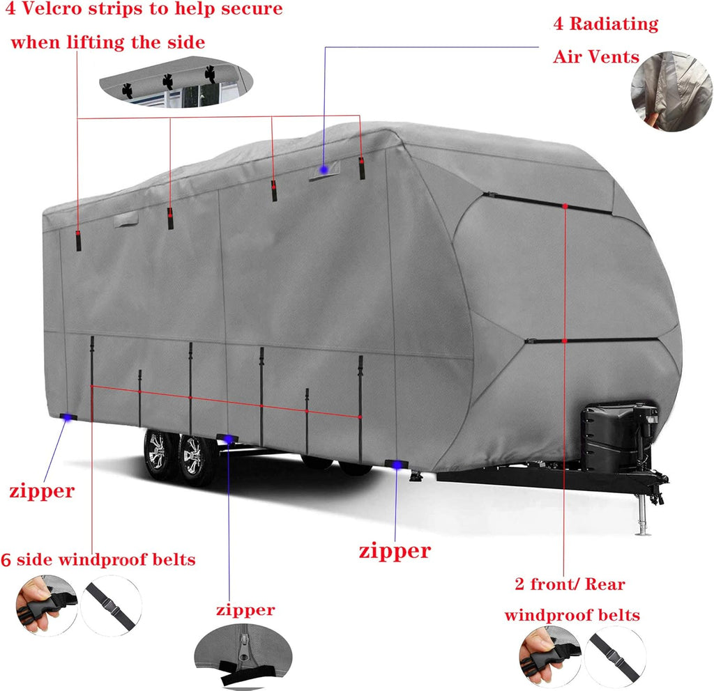 Waterproof Windproof 420D Heavy Duty Polyester Oxford RV Trailer Cover O4964