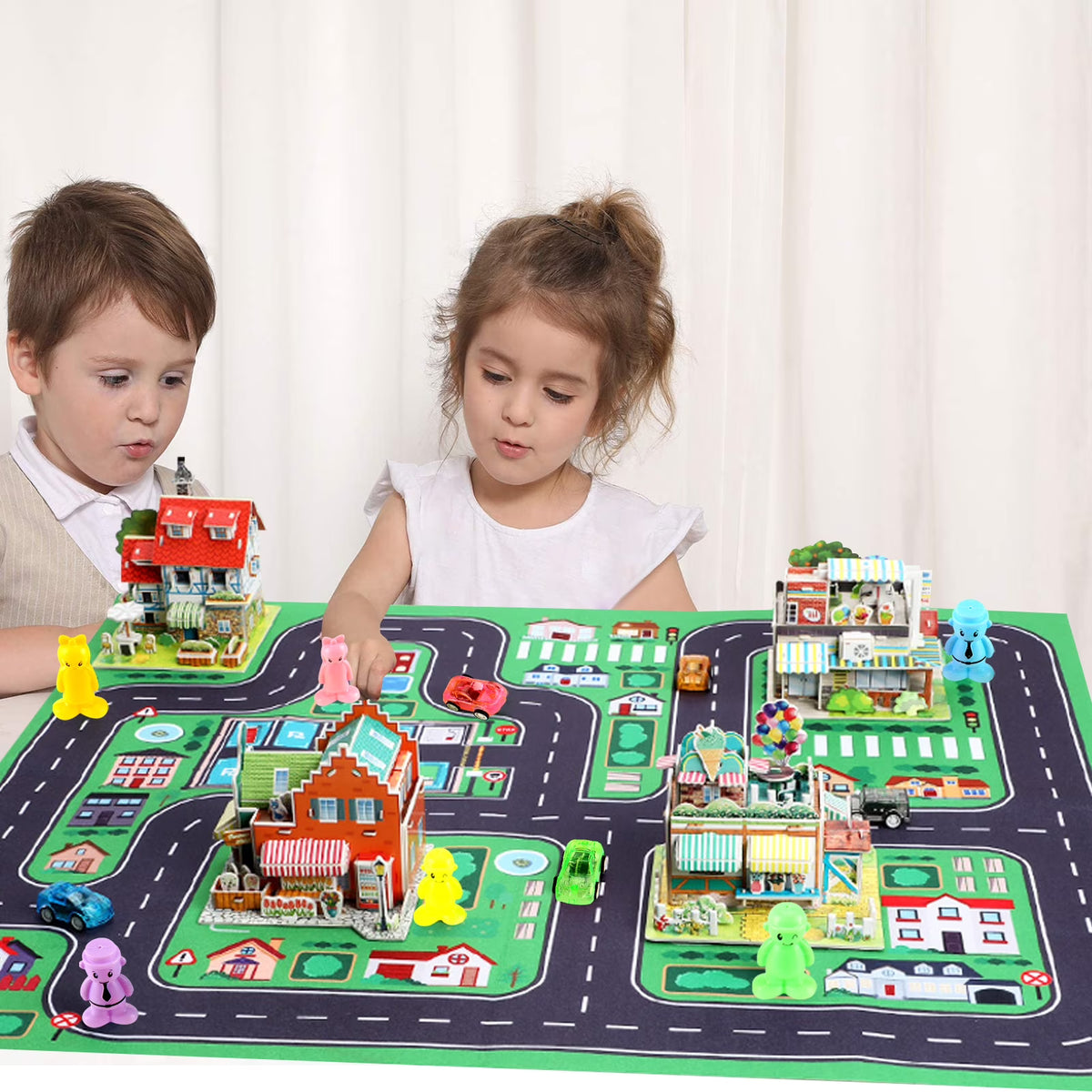 Construction Building Sets with 6 Cartoon Character Toys I1752