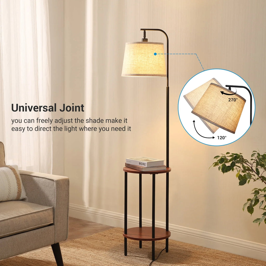 Brown Floor Lamp with Table and Shelves Z852988