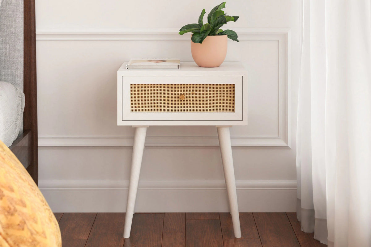 White 1-Drawer Nightstand V123