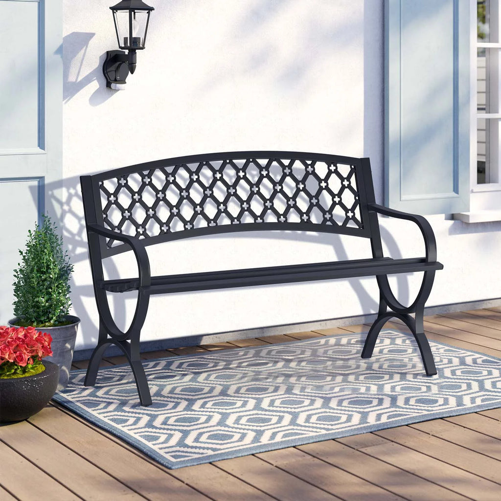50" Iron 2 Seat Patio Bench G917353