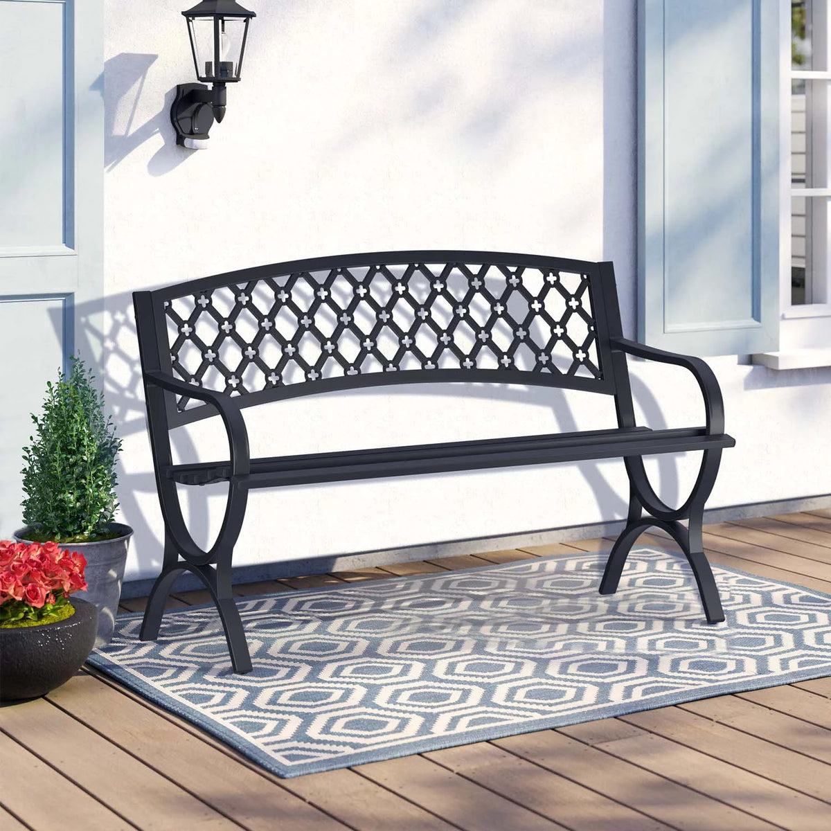 50" Iron 2 Seat Patio Bench G917353