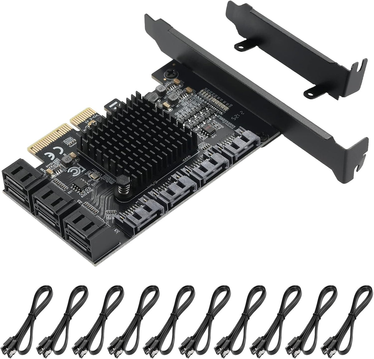 4X PCIE to SATA 3.0 6 Gbps Controller with 8 SATA Cables D4033