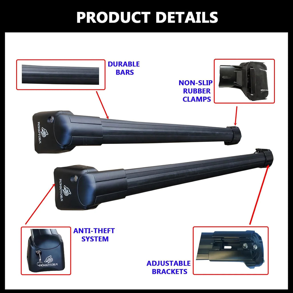 Black Lockable Roof Rack Crossbars Y261