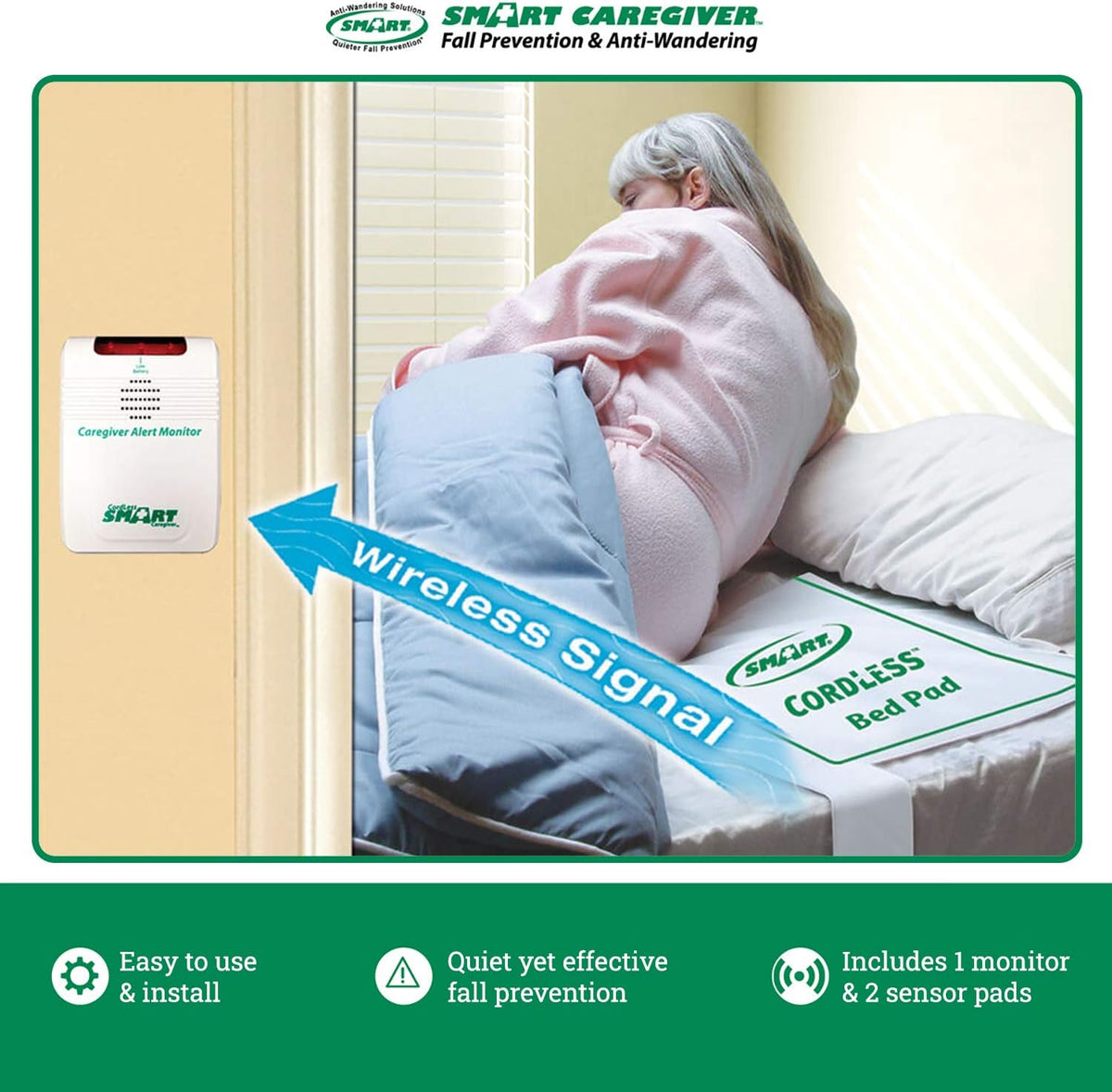 Wireless Alarm with Bed Sensor Pad and Chair Sensor Pad P353