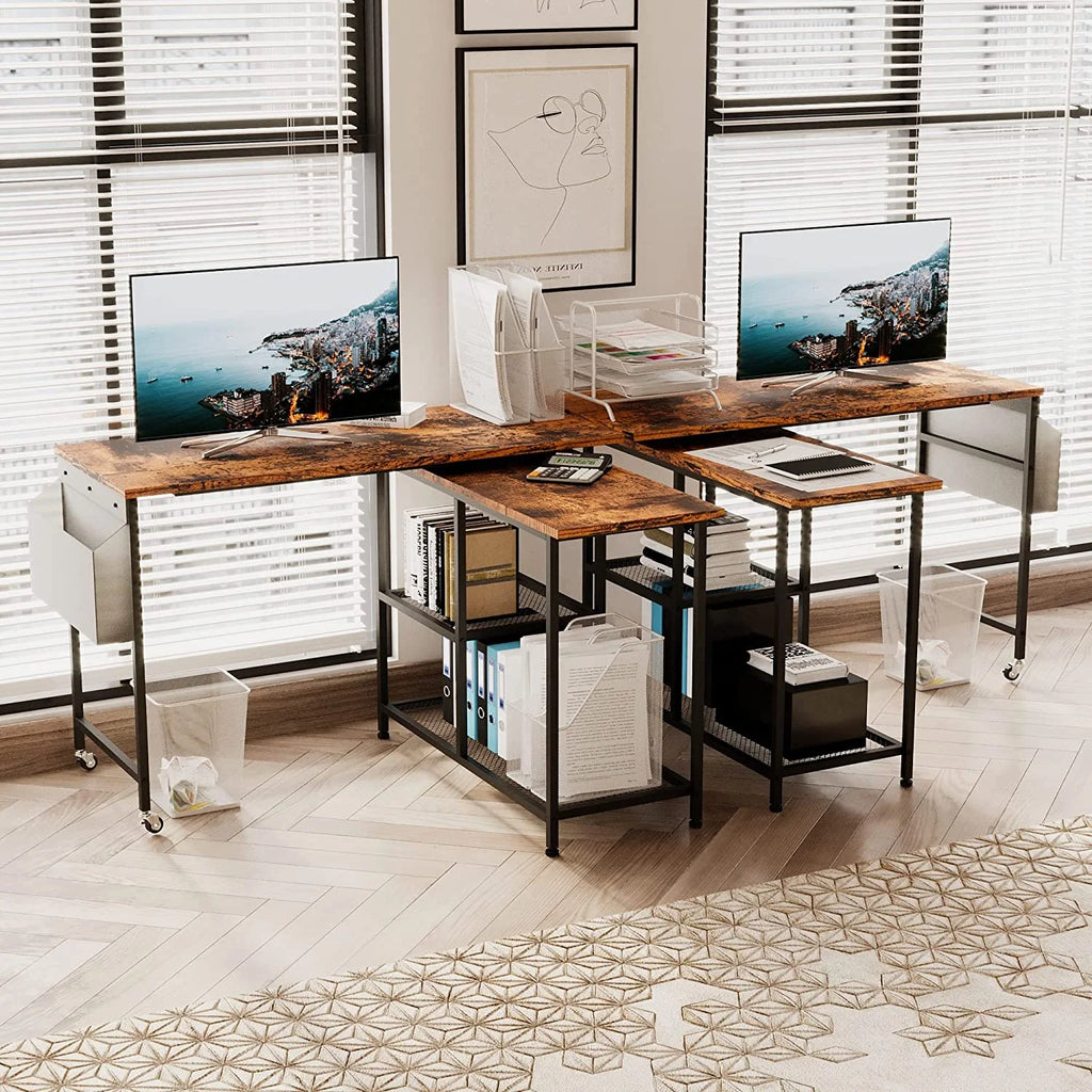 L-Shaped Corner Computer Desk 67 Inch with Shelves G3605