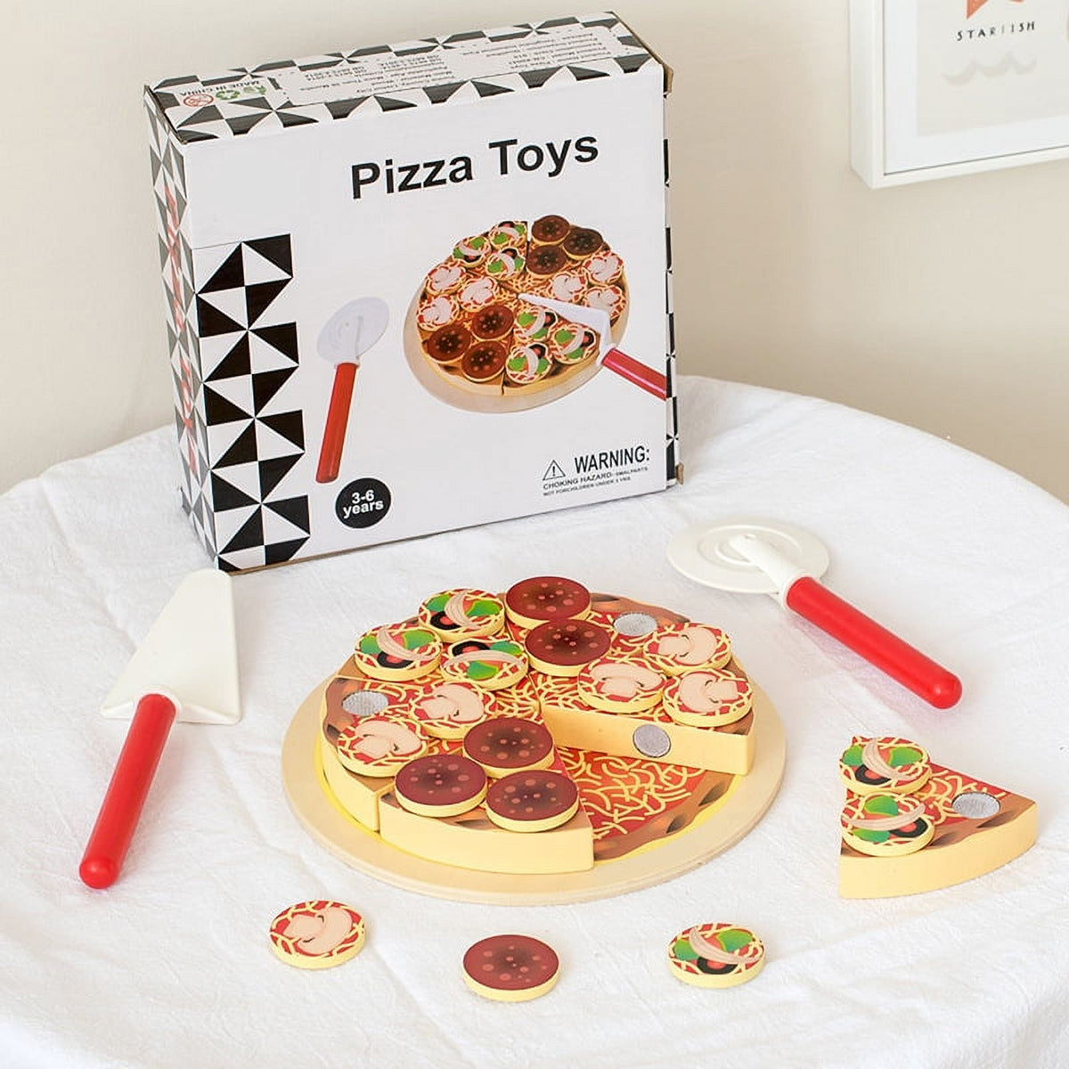 Pretend Play Food Pizza Set, Montessori Learning Toys, Play Kitchen Accessories S2704