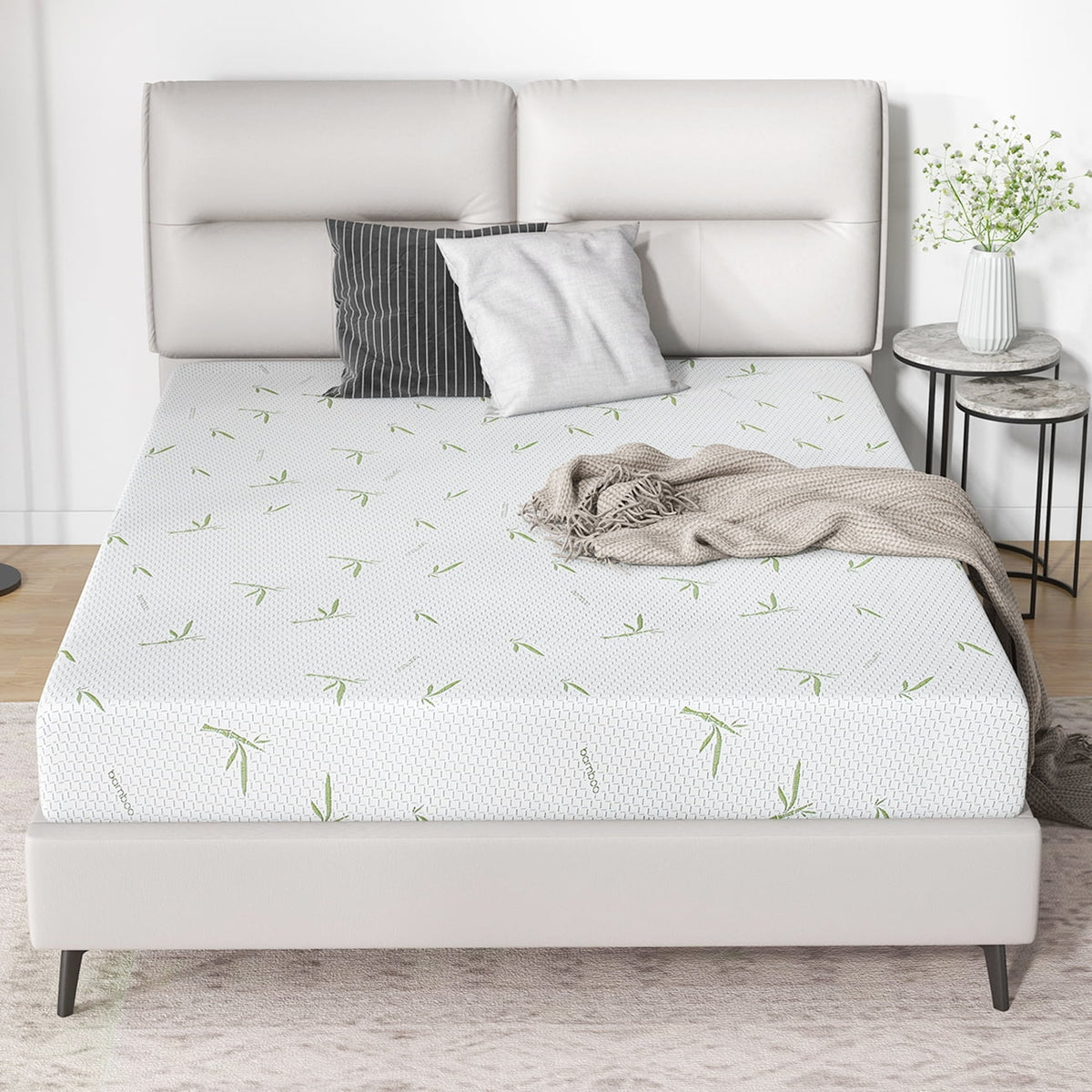 6'' Twin Size Memory Foam Mattress with Bamboo Pattern Cover B800860