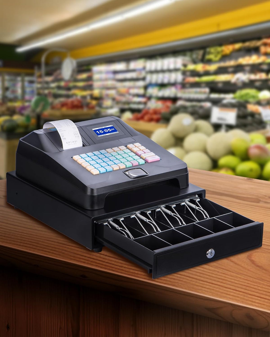 Cash Register with Cash Drawer and Built-In Receipt Printer, Dual Display L2994