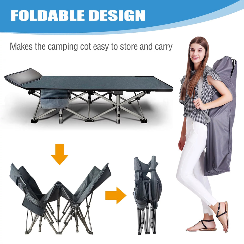 75'' Portable Folding Camping Cot with Mattress & Carry Bag C807729