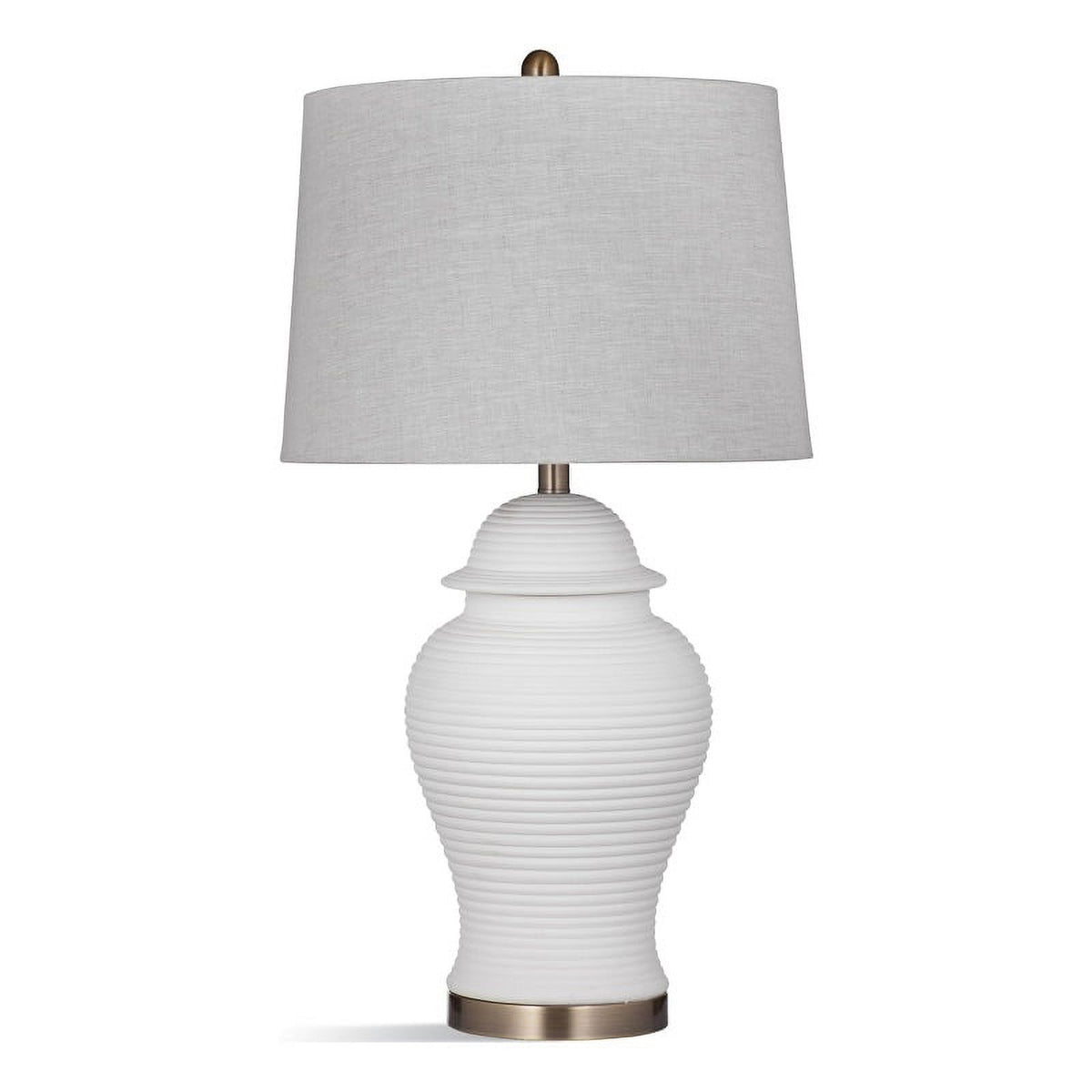 Ceramic Table Lamp with Tapered Shade in White/Gray E718289