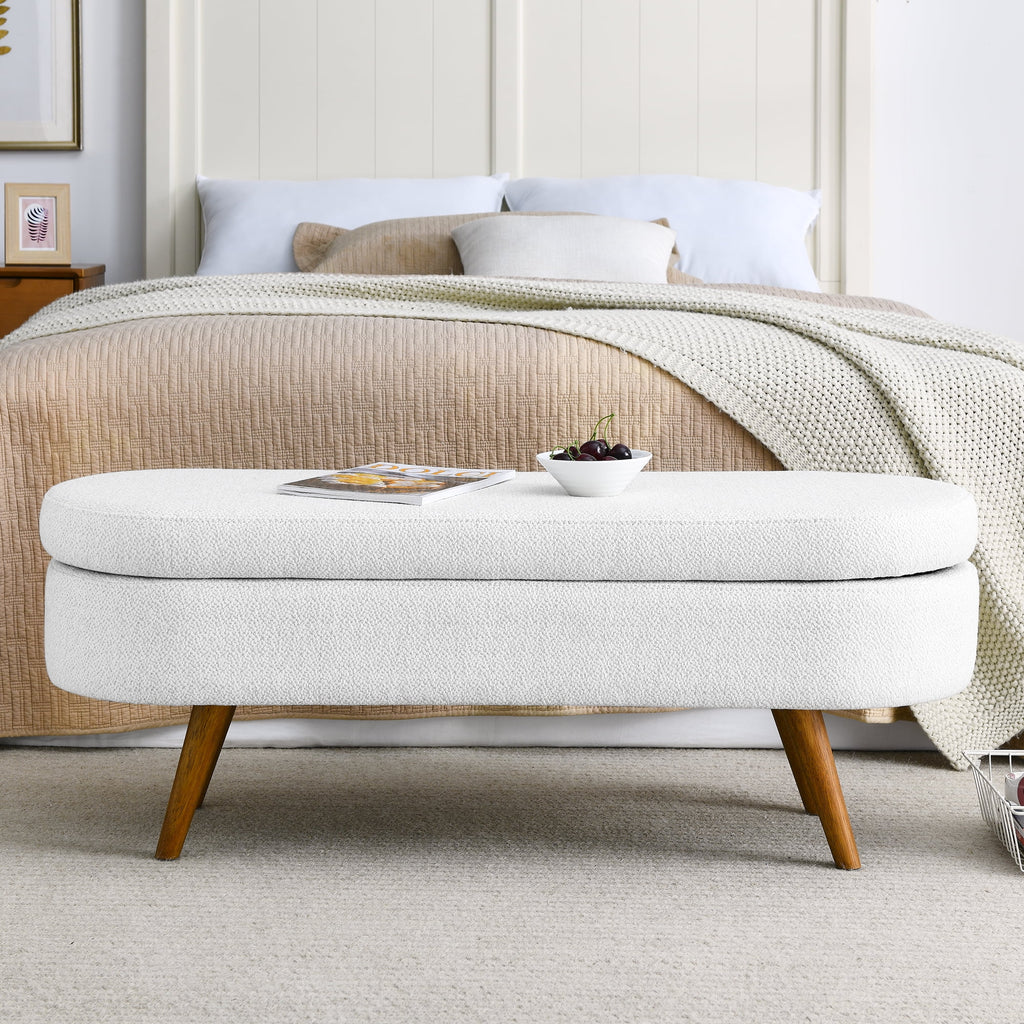 Oval Storage Bench with Rubber Wood Legs L393212
