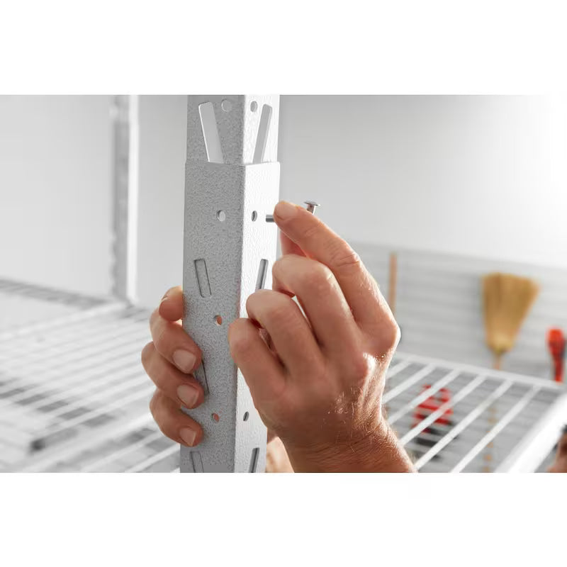 Hammered White Adjustable Height Overhead Garage Storage Rack R2512