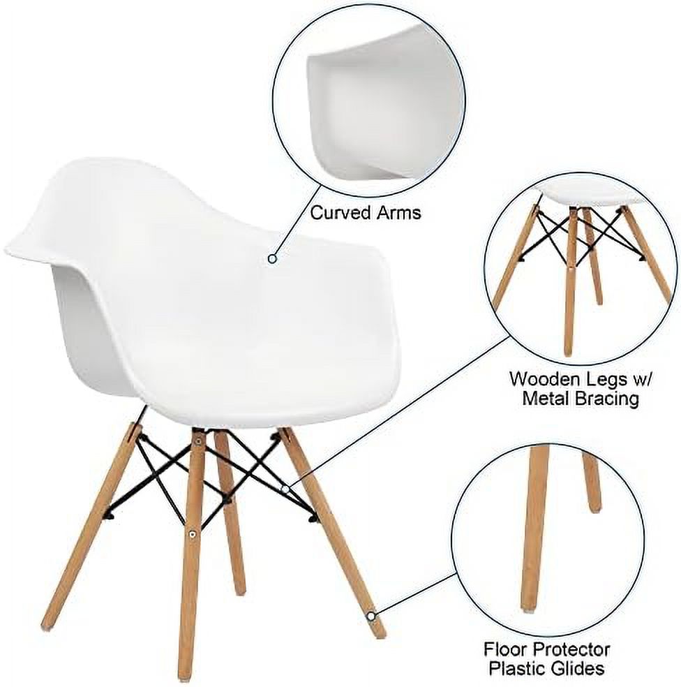 White Set of 4 Plastic Dining Chairs with Wood Legs J297605