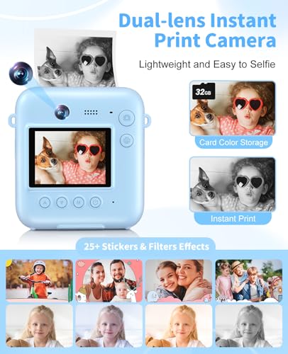 Instant Print Kids Camera 48MP 1080P with 32GB Card V8724