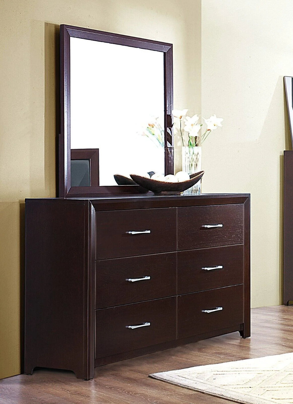 5pc Bedroom Set Full Bed Dresser Nightstand Chest Mirror K84519