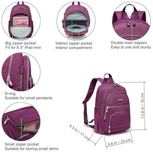 Mini Daypack with Anti-Theft Back Zipper Pocket, Durable Small Lightweight Backpack, Height 13 inches U3763