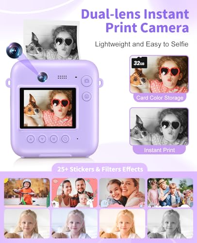 Instant Print Kids Camera 48MP 1080P with 32GB Card V8724