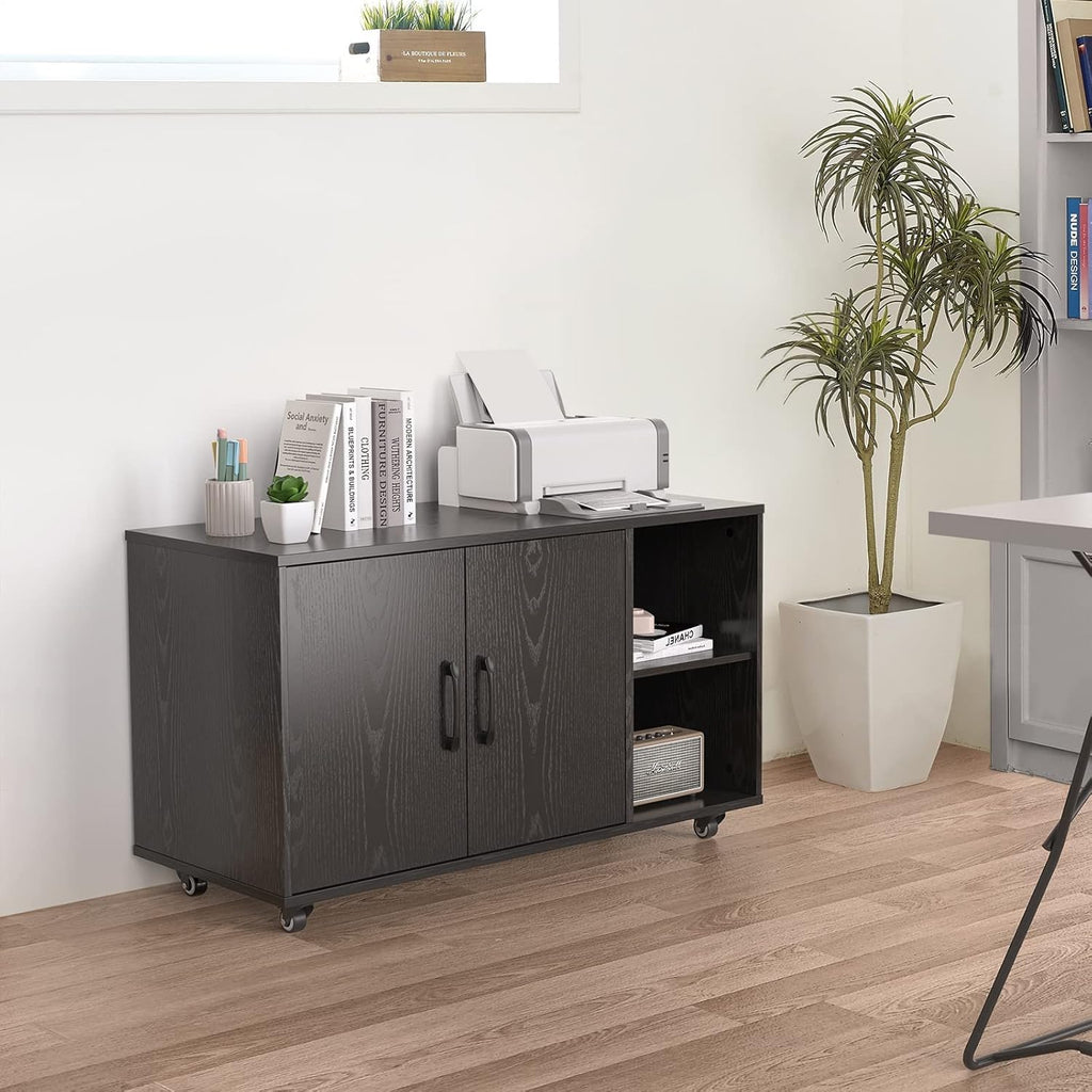 Black Rolling File Cabinet with Storage Z4419