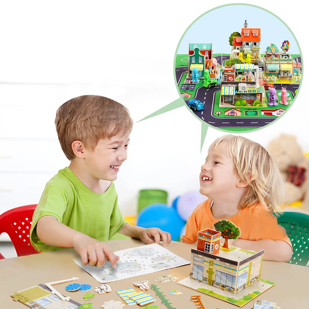 Construction Building Sets with 6 Cartoon Character Toys I1752