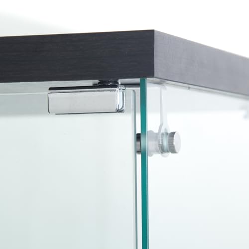 Black 4 Shelves Glass Display Cabinet with Light and Lock N746