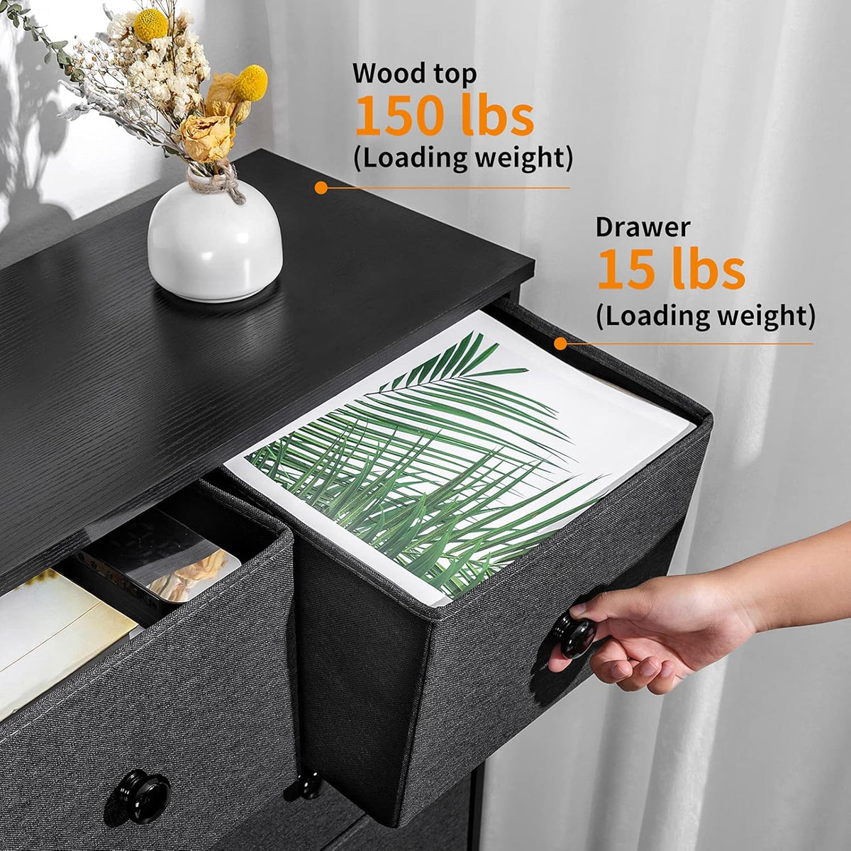 Black Grey 9 Drawer Dresser G8201