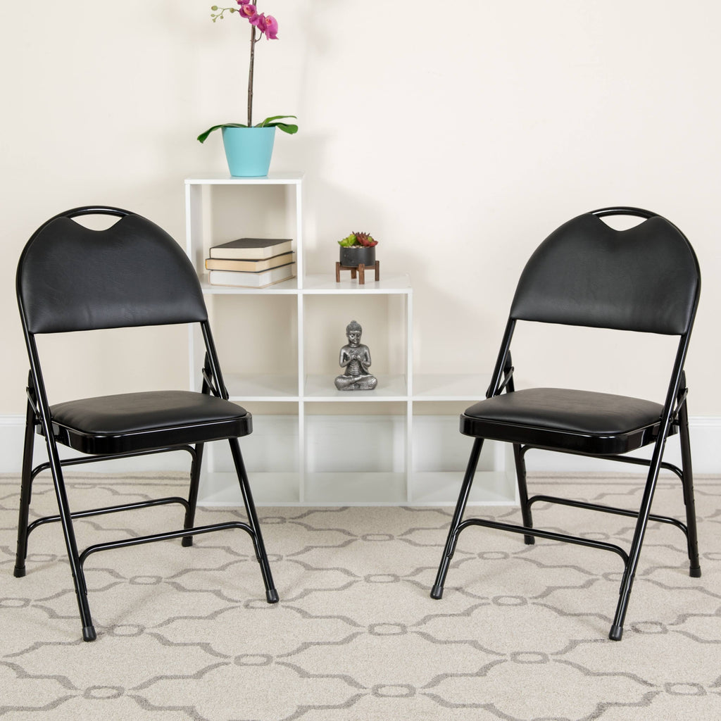 4 Pack Extra Large Triple Braced Folding Chair Gray Vinyl U645468