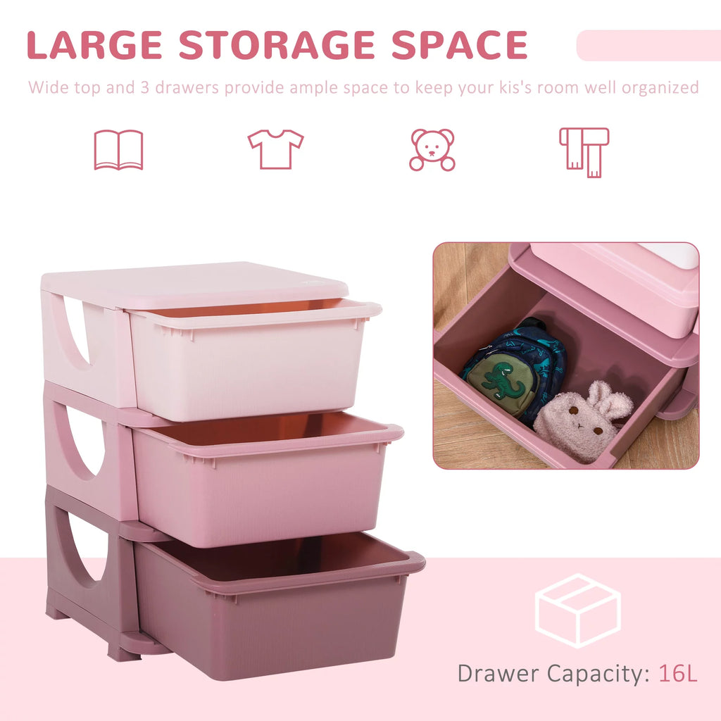 Blue 3 Tier Kids Storage Unit Dresser Tower T897332