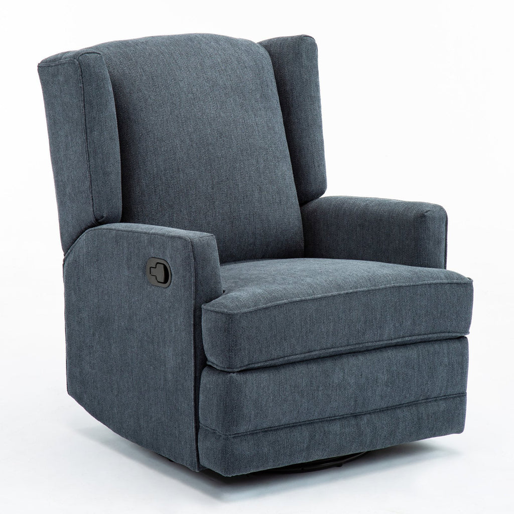 Beige Chenille Wingback Swivel Glider Recliner X8932