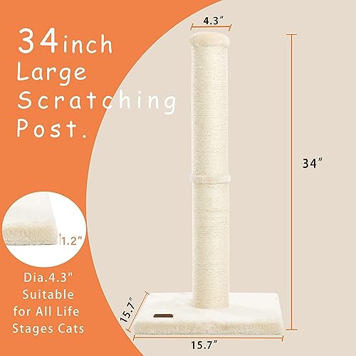 34 Inch Natural Sisal Cat Scratching Post N270