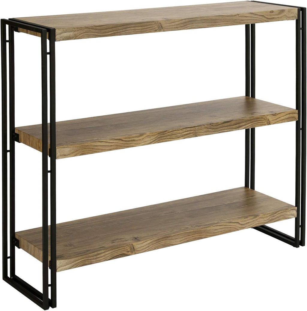 3 Tier Rustic Industrial Bookshelf with Open Wood Shelves, Sonoma Oak R441450