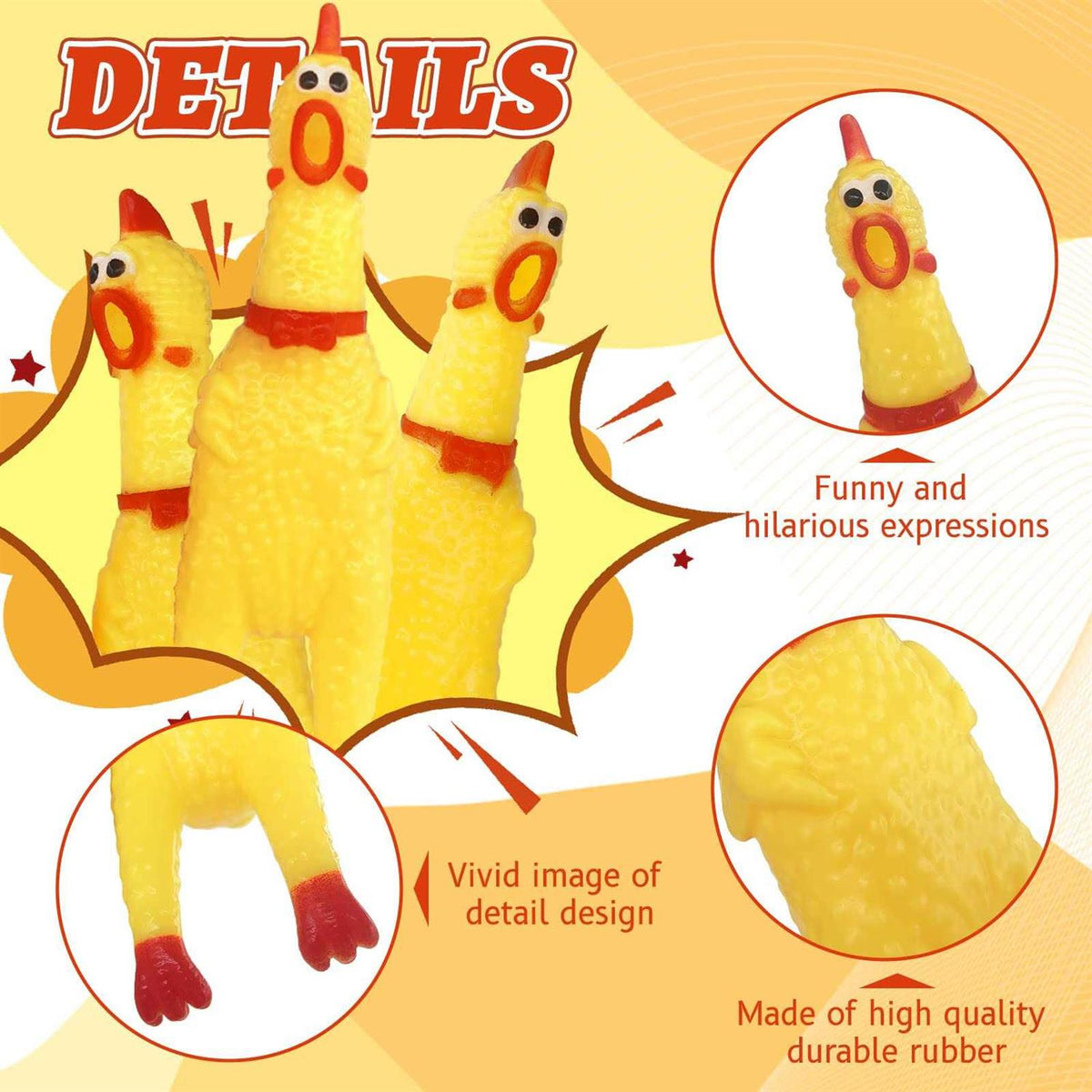 Yellow Rubber Chicken Dog Toys T5250