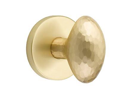 Satin Brass Hammered Egg Knob Privacy Set S8175