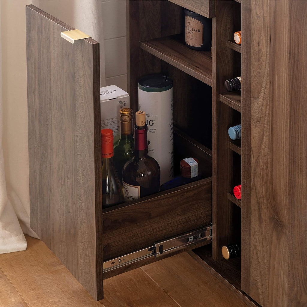 Natural Walnut and Faux Carrara Marble Buffet O242721