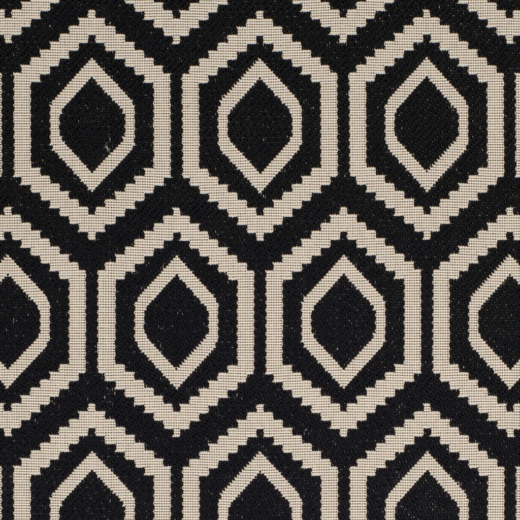 Black Beige Geometric Indoor/Outdoor Area Rug T963189