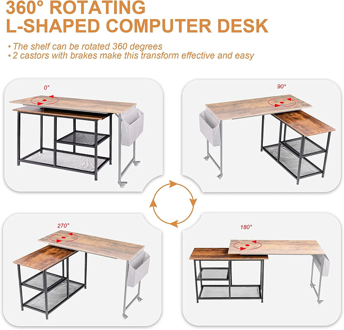 L-Shaped Corner Computer Desk 67 Inch with Shelves G3605