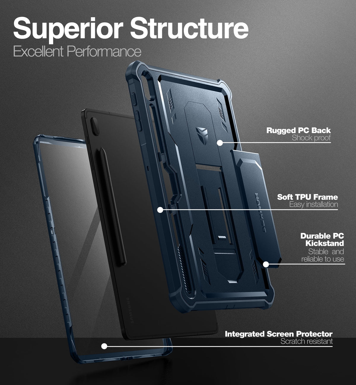 Samsung Galaxy Tab S7 FE 12.4 Inch Case with Screen Protector Kickstand Pen Holder Q965355