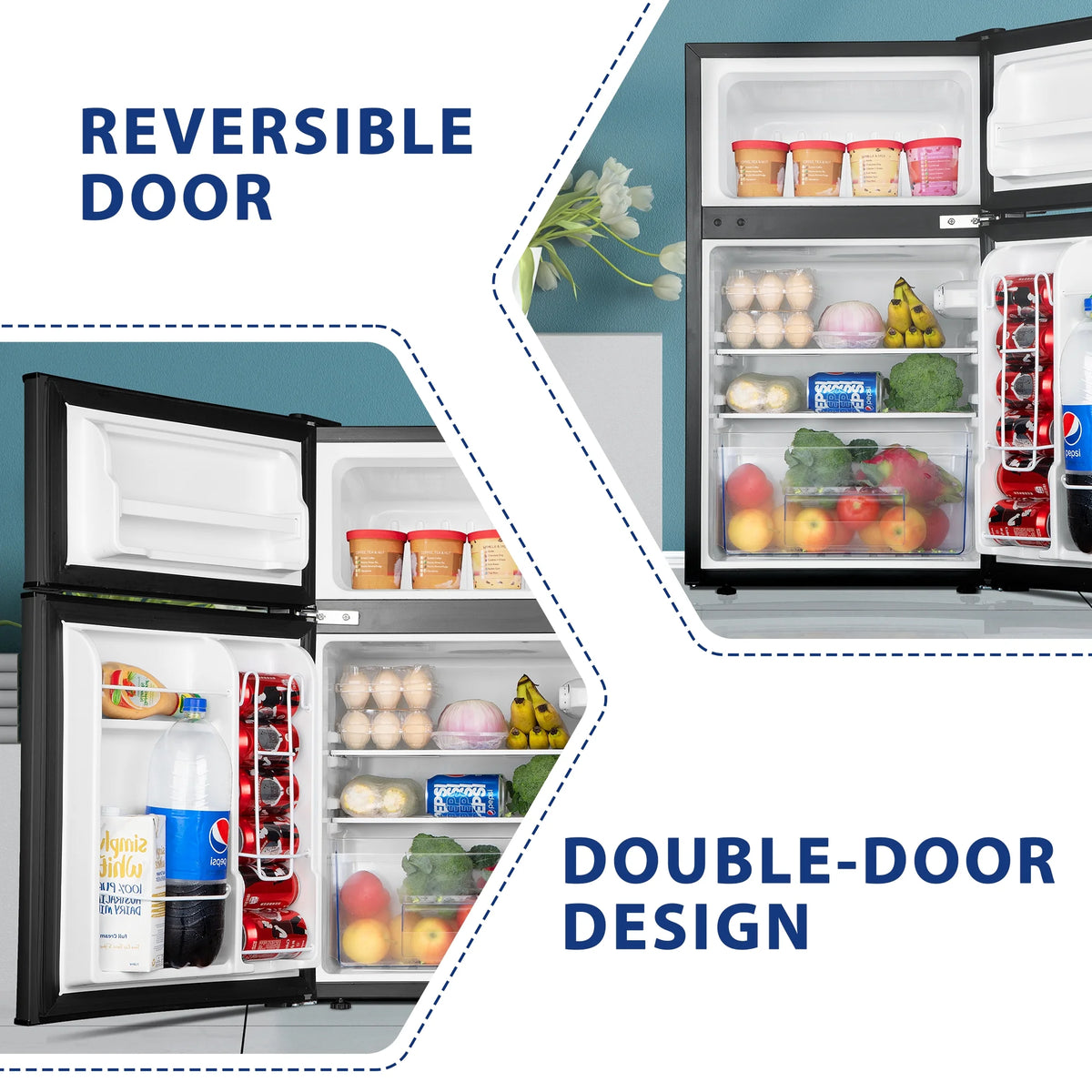 Black 3.2 Cu ft Two Door Mini Refrigerator with Freezer B277107