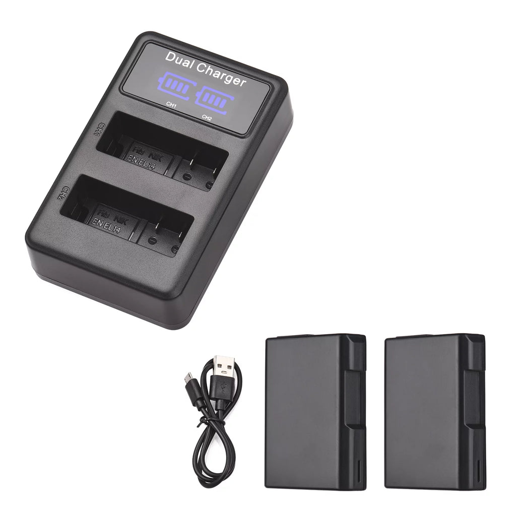 2pcs 7.4V 1500mAh Battery + 1pc Dual Channel Battery USB Port Screen Display P552689