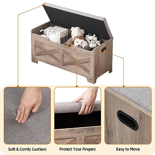 Storage Chest with Safety Hinge Wooden Shoe Bench F1032