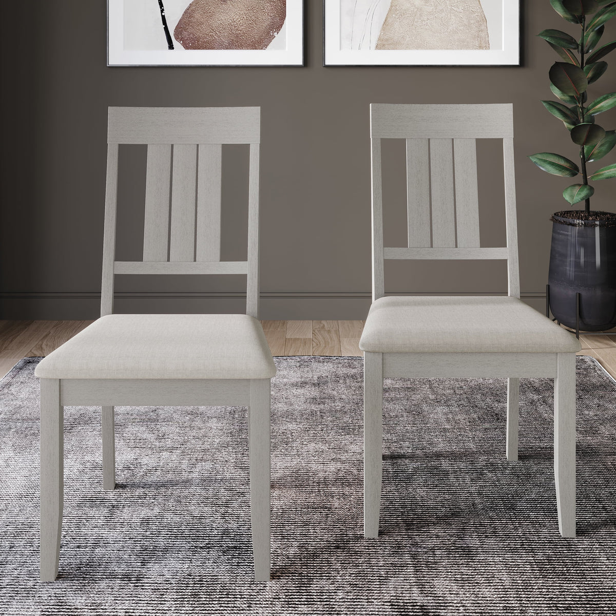 White Wooden Dining Chair Set of 2 V66779