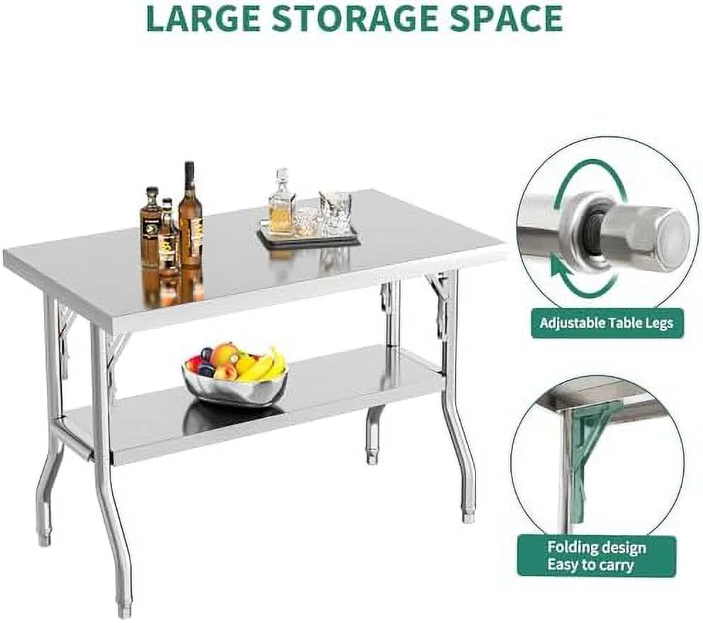 Stainless Steel Folding Table 48" X 24" V638977