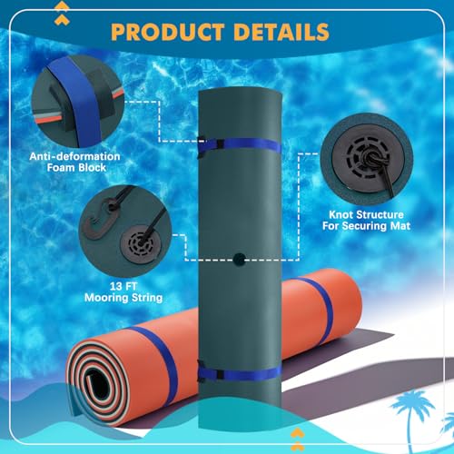 11.5 Ft Floating Mat, 3-Layer XPE Foam Pad D618285