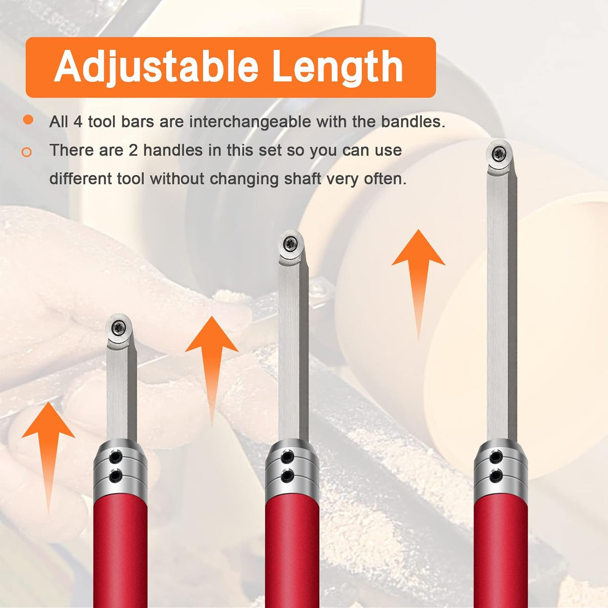 Carbide Tipped Wood Lathe Turning Tools Set with Carbide Inserts E30317