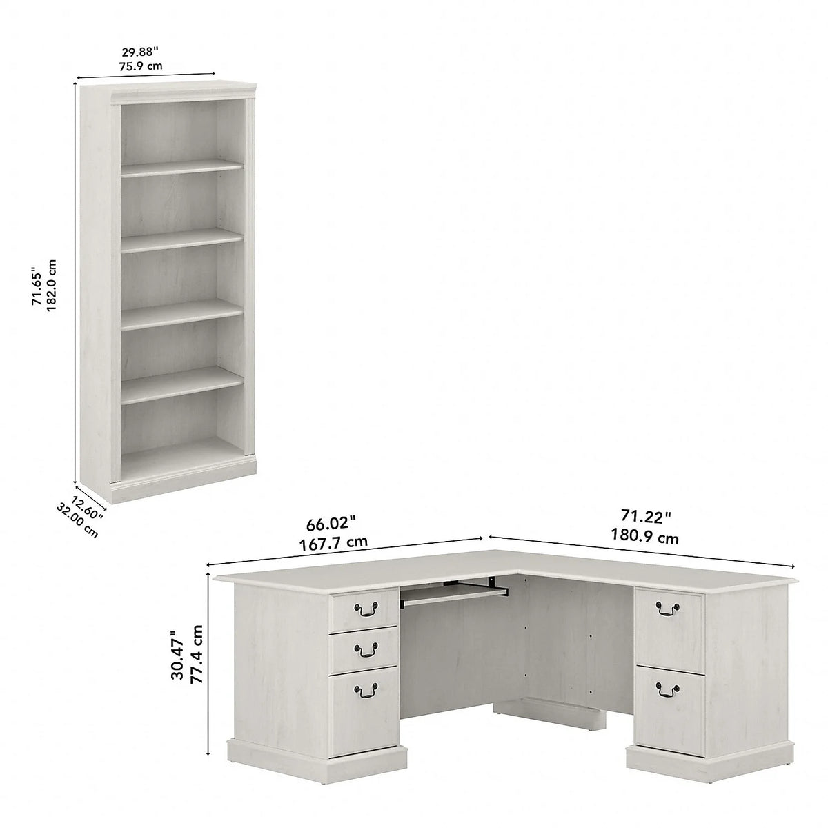 L Shaped Computer Desk with Bookcases U65270