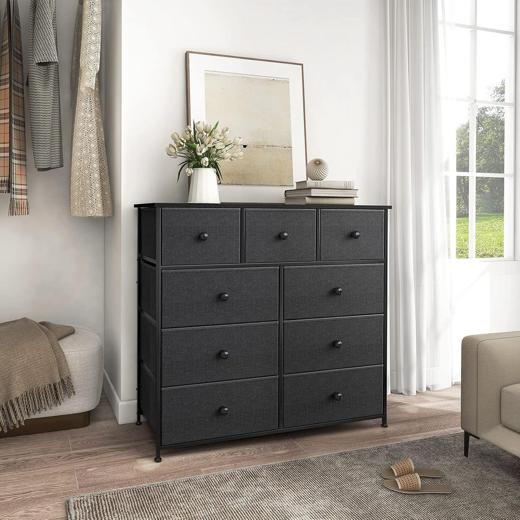 Black Grey 9 Drawer Dresser G8201