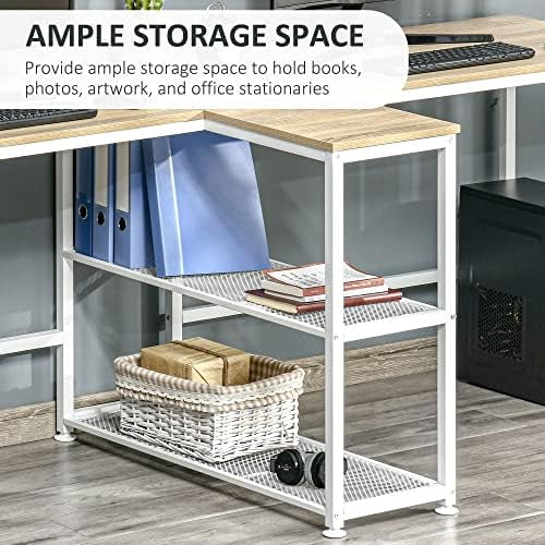 Two Person Computer Desk with 2 Storage Shelves I6988