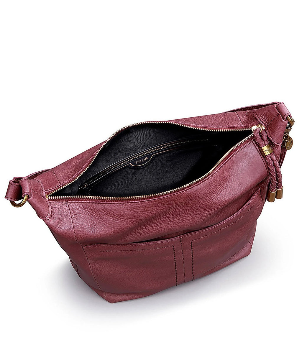 Cabernet Leather Bucket Bag Z445